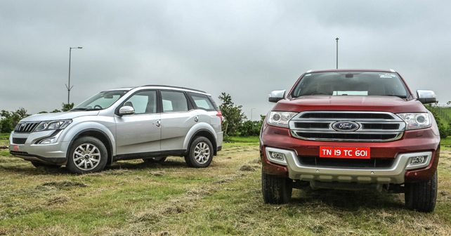 mahindra xuv vs ford endeavour front three quarter