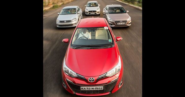 Toyota Yaris Vs Hyundai Verna Vs Volkswagen Vento Maruti Suzuki Dzire1