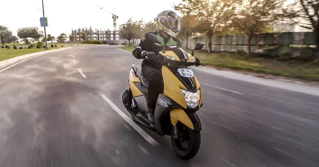 TVS NTorq Front Three Quarter Motion