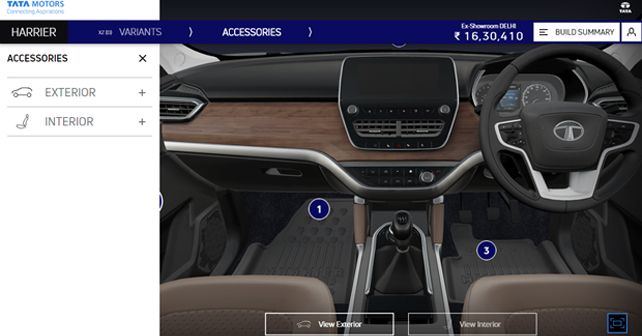 Tata Harrier Configurator interior