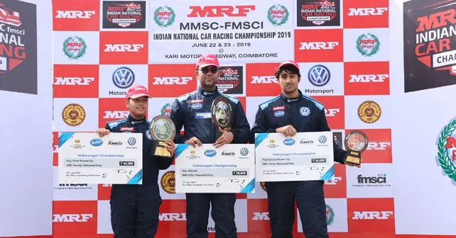 2019 MRF INCRC 2019 Round 1 Ameo Class Race 2 Top Three Finishers