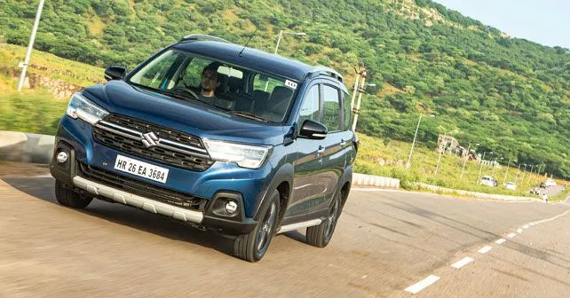 Nexa Blue Maruti Suzuki XL6 Left Side and Front View