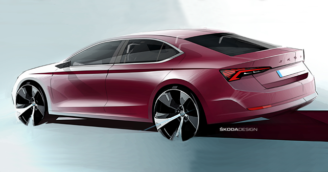 2020 Skoda Octavia Design Sketch Rear Quarter