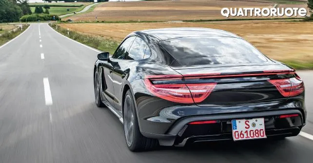 Porsche Taycan Rear Three Quarter Dynamic