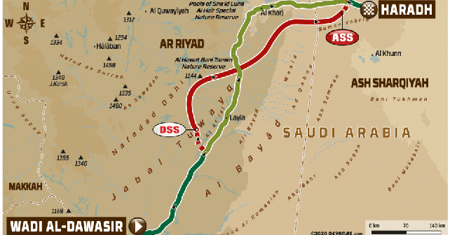 2020 Dakar Rally Stage 9 Route Map