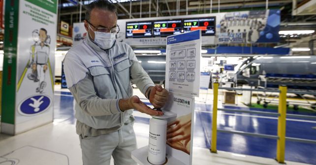 Use Of Hand Sanitiser FCA Sevel Plant In Italy