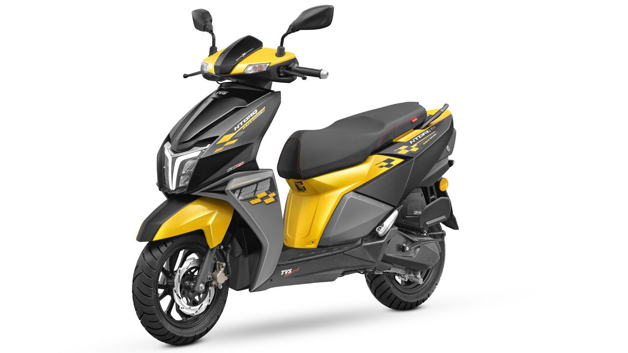 TVS NTORQ 125 Race Edition Yellow and Black Front Quarter TVS NTORQ 125 Race Edition Yellow and Black Front Quarter