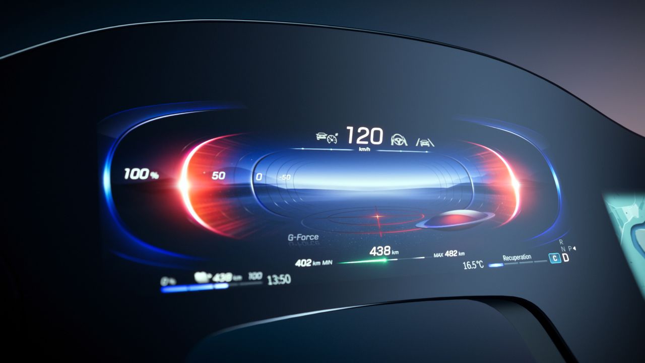 Mercedes Benz EQS MBUX Hyperscreen Speedometer