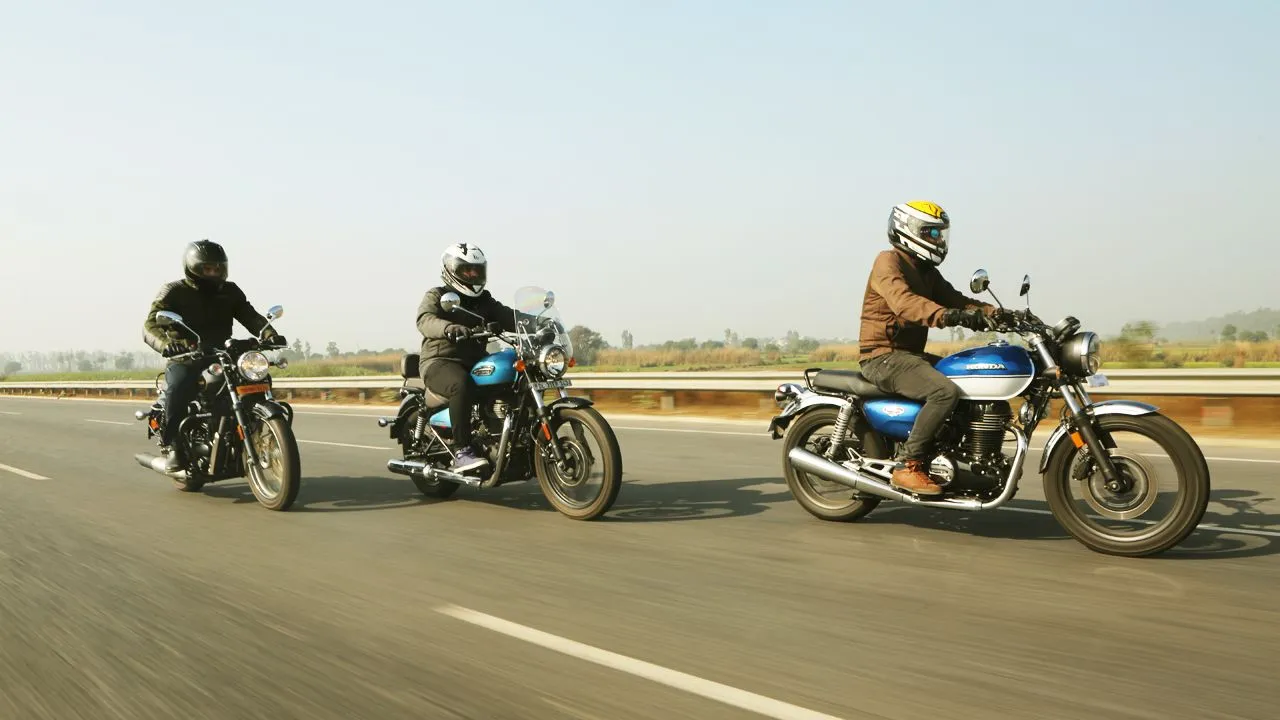 Royal Enfield Meteor 350 Vs Honda CB 350 Vs Benelli Imperiale 400 Motion Shot 1