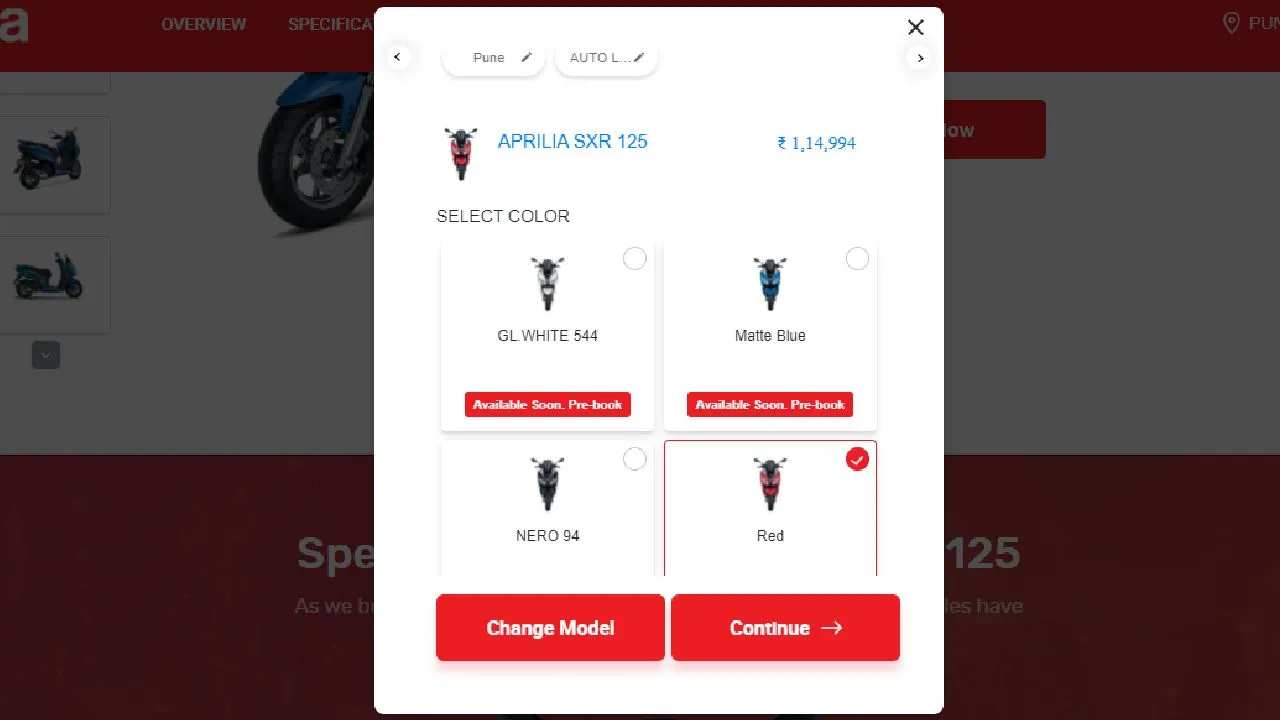 Aprilia SXR 125 Price Leaked Ahead Of Official Launch