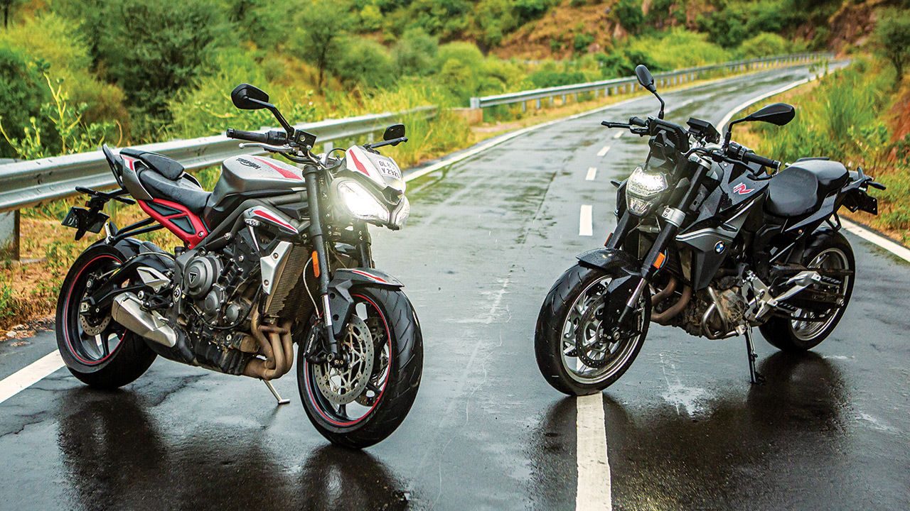 Triumph Street Triple R and BMW F 900 R Static Front Shot