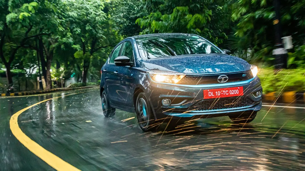 2021 Tata Tigor EV Front Rain Motion 2021 Tata Tigor EV Front Rain Motion