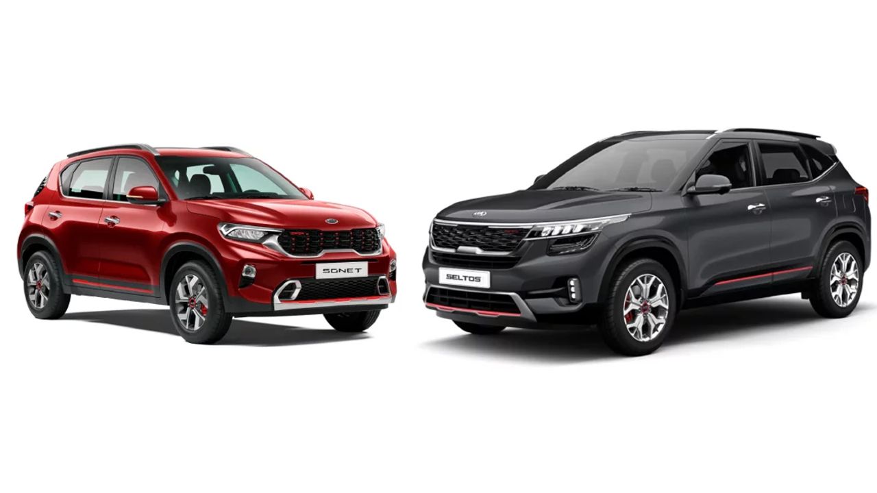 Kia Sonet Left Kia Seltos Right Three Quarter Static Kia Sonet Left Kia Seltos Right Three Quarter Static