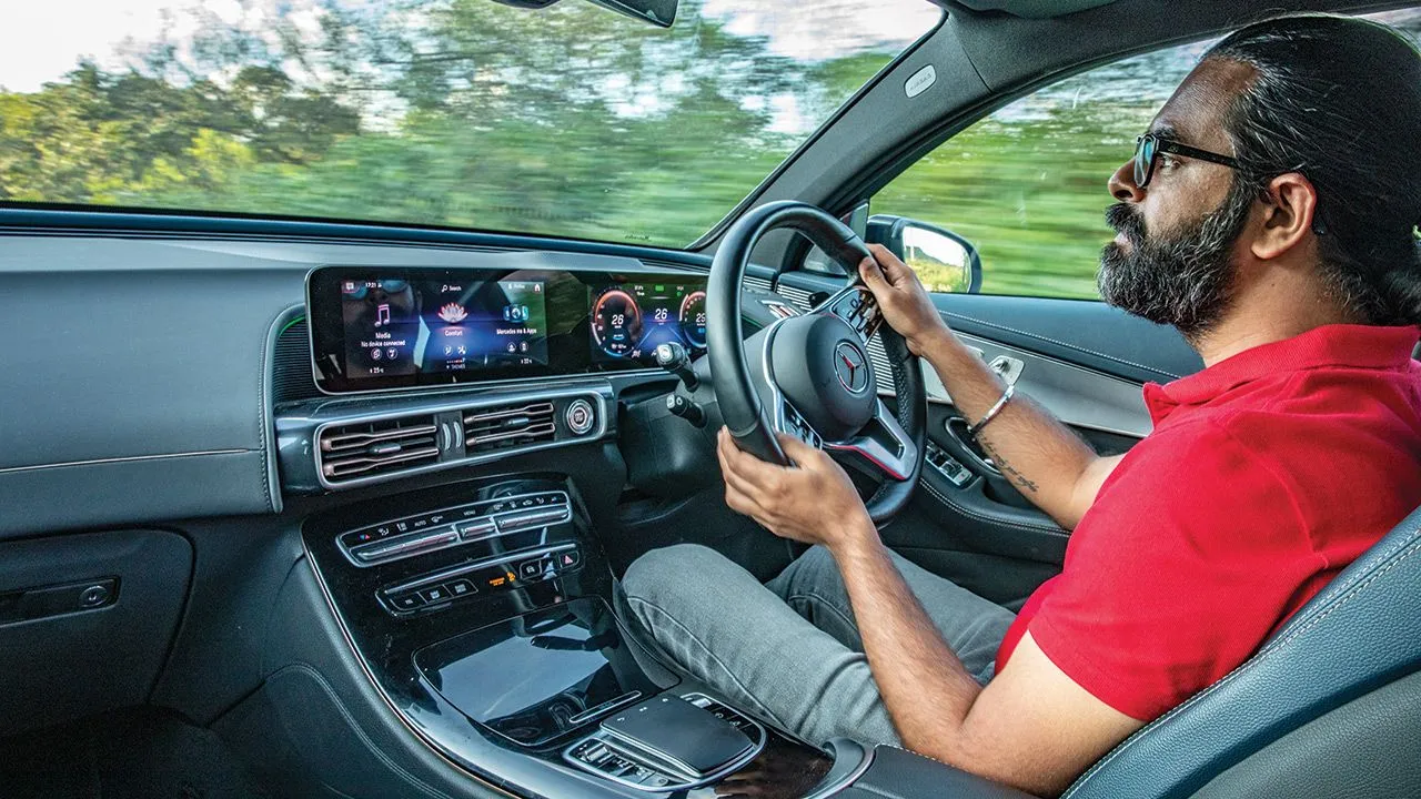 Mercedes Benz EQC Road Trip Driving Shot