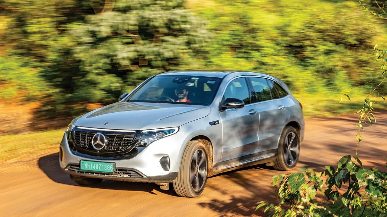 Mercedes Benz EQC Road Trip Front Quarter Motion jpg