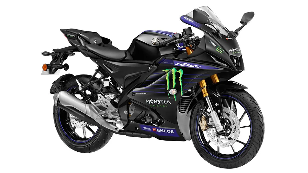 Yamaha YZF R15 M Monster Energy MotoGP Edition Front Three Quarter Static