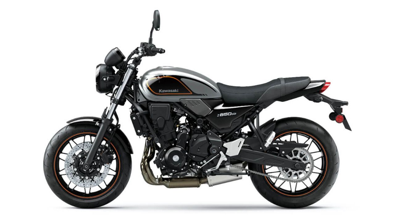 Kawasaki Z650RS left profile in moondust gray bodypaint