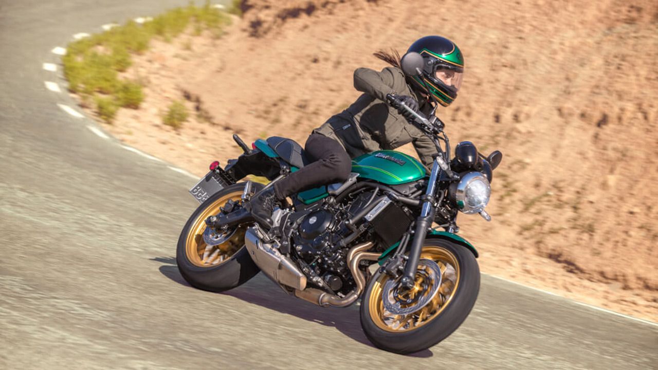 Kawasaki Z650RS riding shot