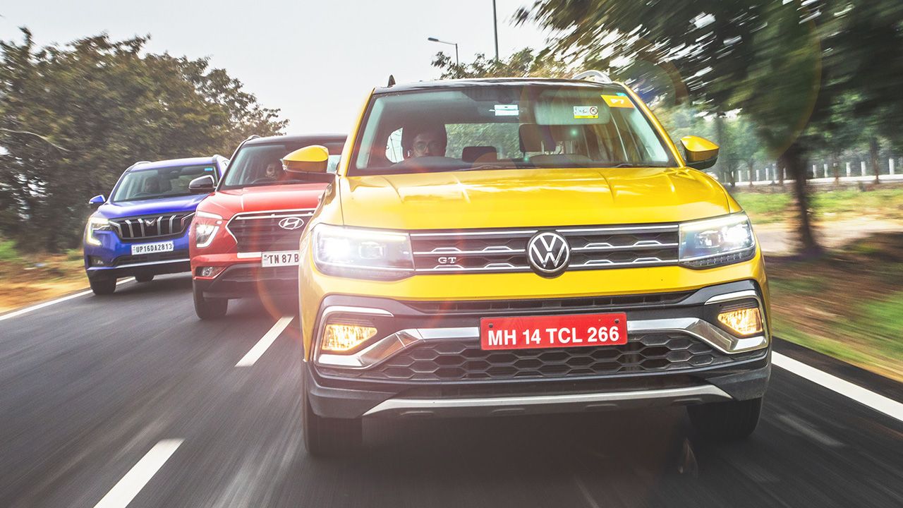 VW Taigun Hyundai Creta and Mahindra XUV700 Front Dead On