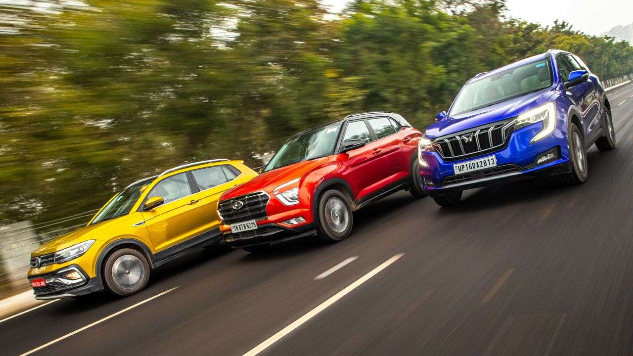 VW Taigun Hyundai Creta And Mahindra XUV700 Front Quarter Dynamic1