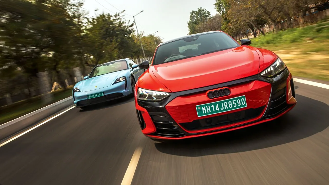 Porsche Taycan And Audi RS E Tron GT Front Lead