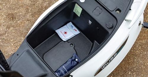 TVS iQube Seat Storage Side View