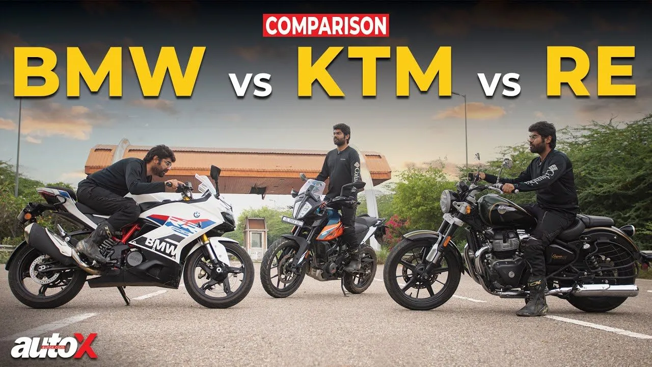Royal Enfield Super Meteor 650 Vs KTM 390 Adventure Vs BMW G310 RR Comparison Test Review AutoX