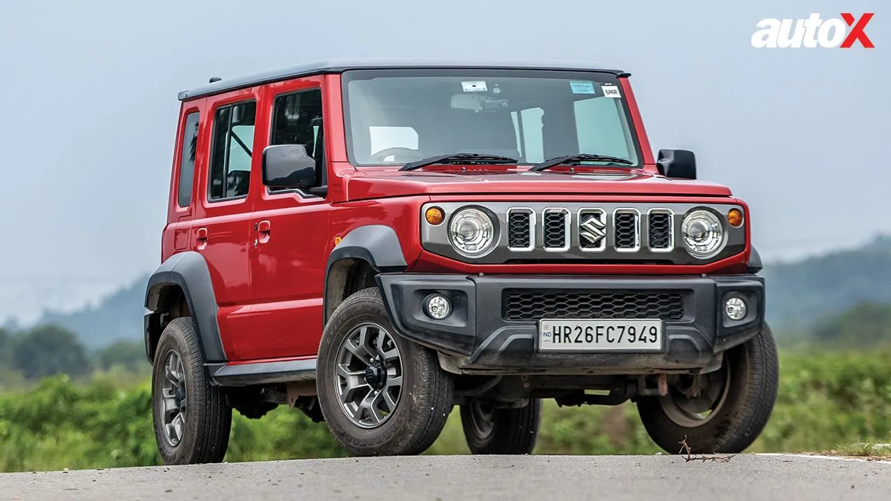 Sizzling Red Maruti Suzuki Jimny Right Side and Front View