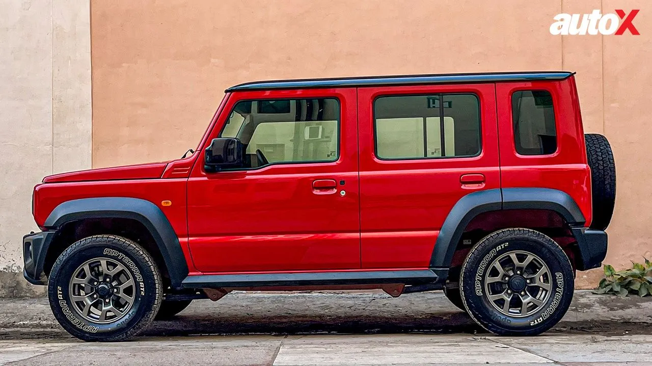 Sizzling Red Maruti Suzuki Jimny Right Side View
