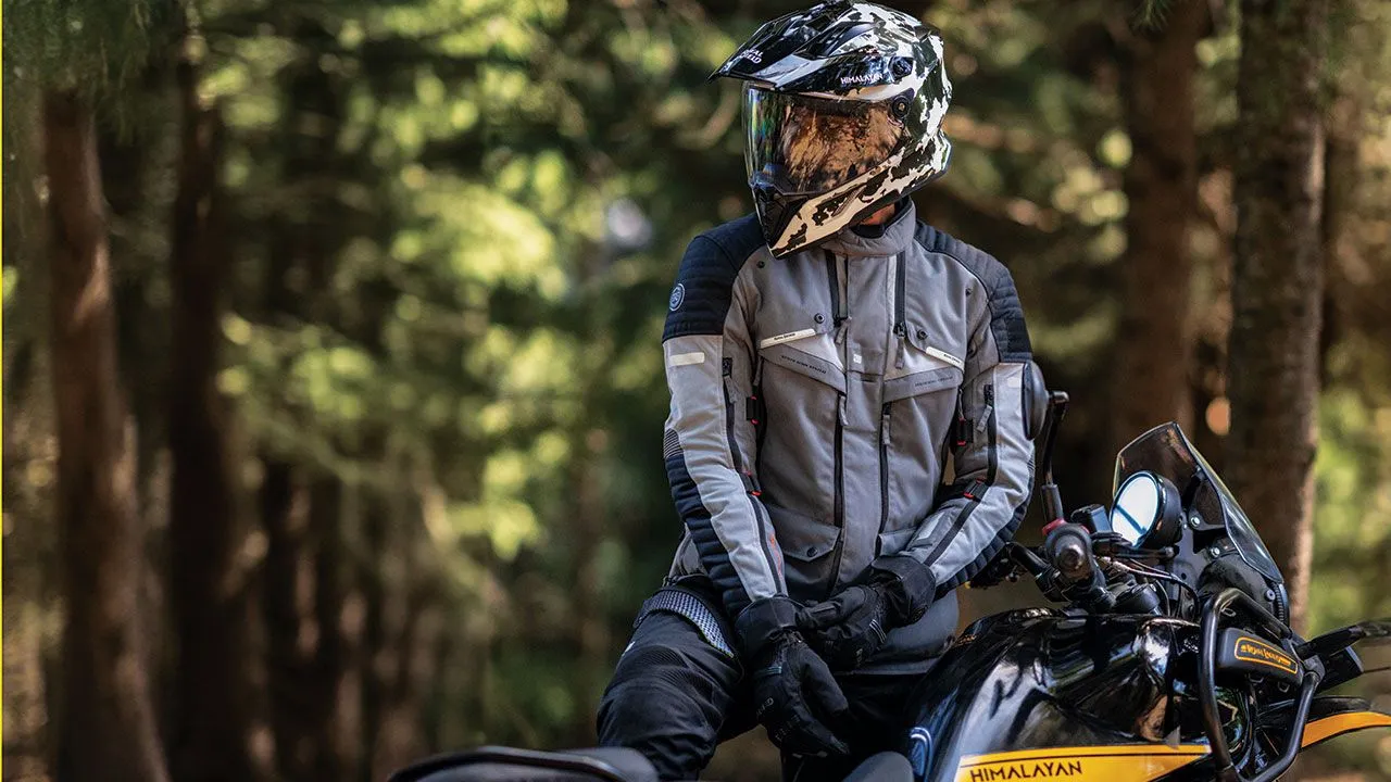 A rider wearing Royal Enfield Nirvik V2 riding jacket
