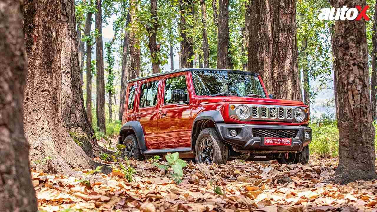 Sizzling Red Maruti Suzuki Jimny Right Side and Front View