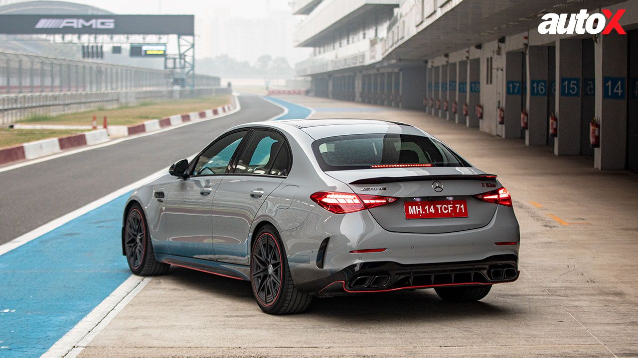 Mercedes AMG C63 S E Rear Three Quarter