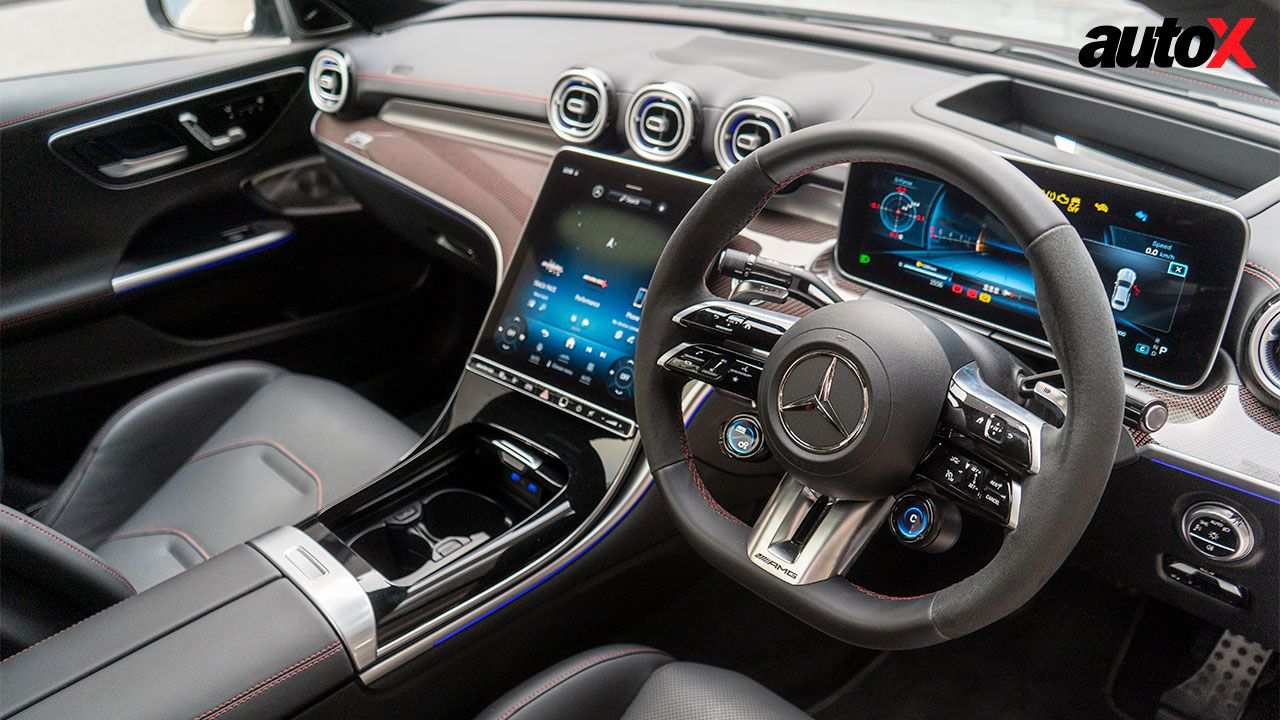 Mercedes AMG C63 S E View Of Steering Console And Instrumentation